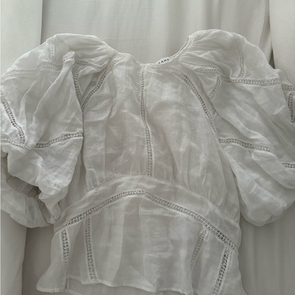 FRAME Elegant White Blouse with Lace Details